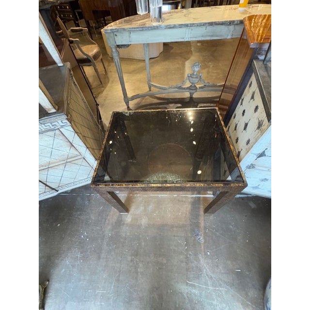 1970s Mid Century Karl Springer Tortoise Side Table For Sale - Image 5 of 6