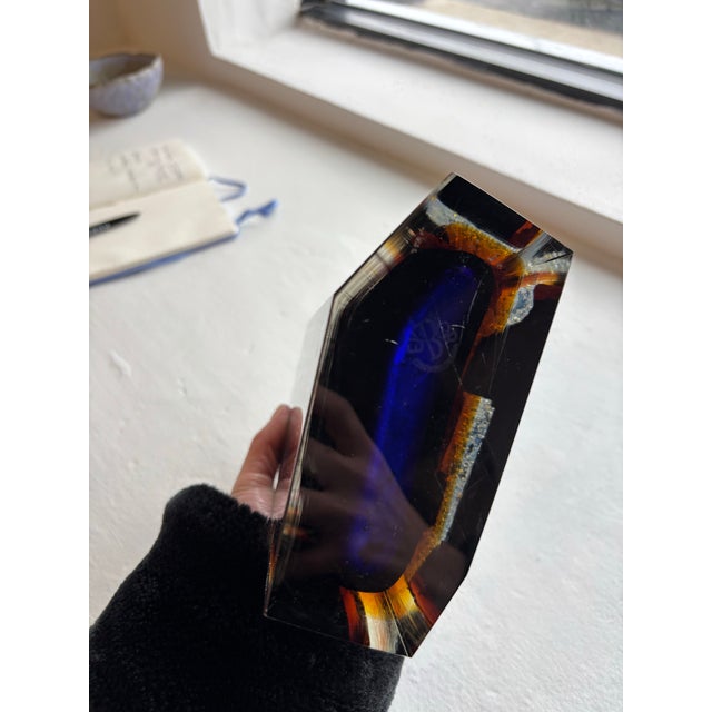 1960s Exbor Czechoslovakia Blue Glass Vase For Sale - Image 5 of 5