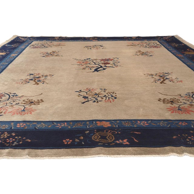 Chinoiserie Early 20th Century Chinoiserie Chic Antique Chinese Peking Rug 09'00 X 11'04. For Sale - Image 3 of 9