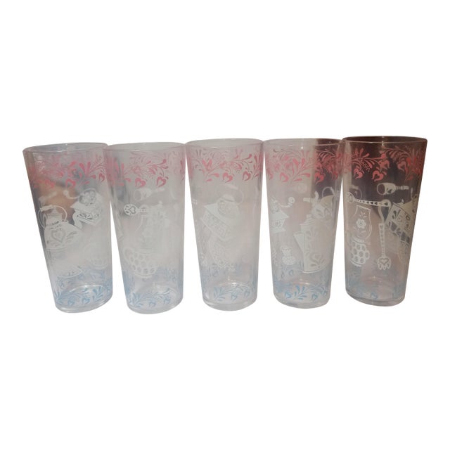 Five 1950's Hazel Atlas Tumblers For Sale