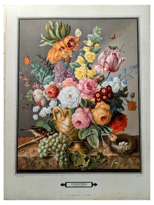 Joseph Nigg, Still Life with Flowers and Bird, Original Lithograph, 1943