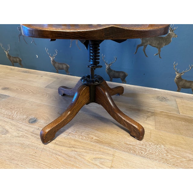 Wood Antique Oak Office Chair, 1890s For Sale - Image 7 of 8