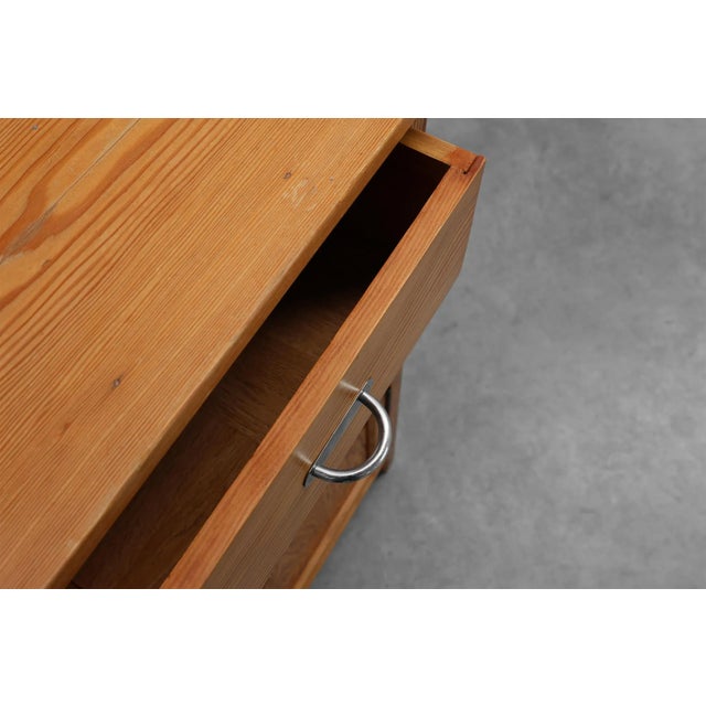 Brown Vintage French Art Deco Nightstand in Pine, 1940s For Sale - Image 8 of 13