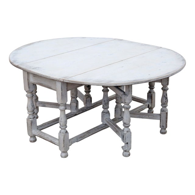 Large Antique Swedish Drop-Leaf Gateleg Dining Table, 1920s For Sale