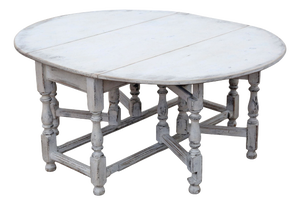 Large Antique Swedish Drop-Leaf Gateleg Dining Table, 1920s