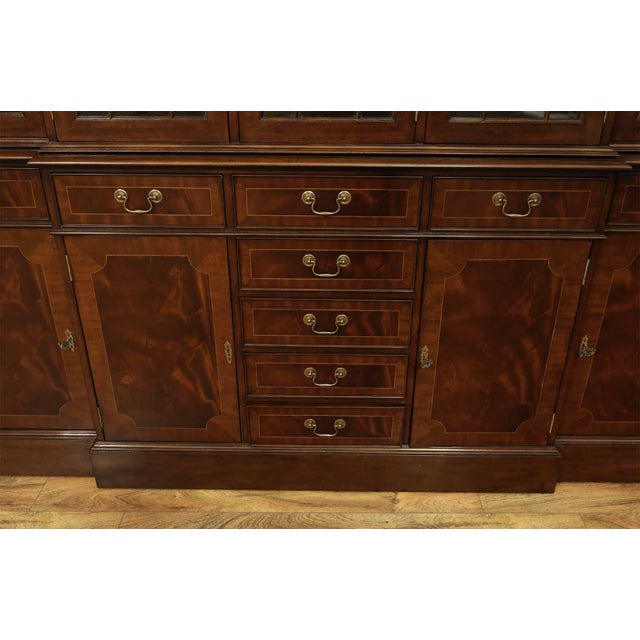 Brown Large Mahogany China Cabinet With 9 Drawers and 4 Enclosed Compartments Behind Doors For Sale - Image 8 of 11