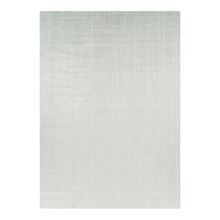 Rug & Kilim’s Oversized Textural Rug in Solid White and Silver-Gray Striae - 12x17 For Sale