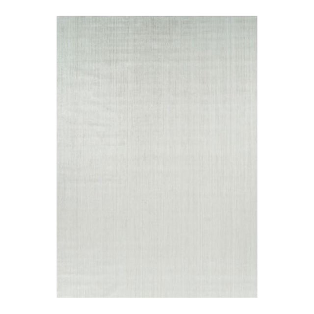 Rug & Kilim’s Oversized Textural Rug in Solid White and Silver-Gray Striae - 12x17 For Sale