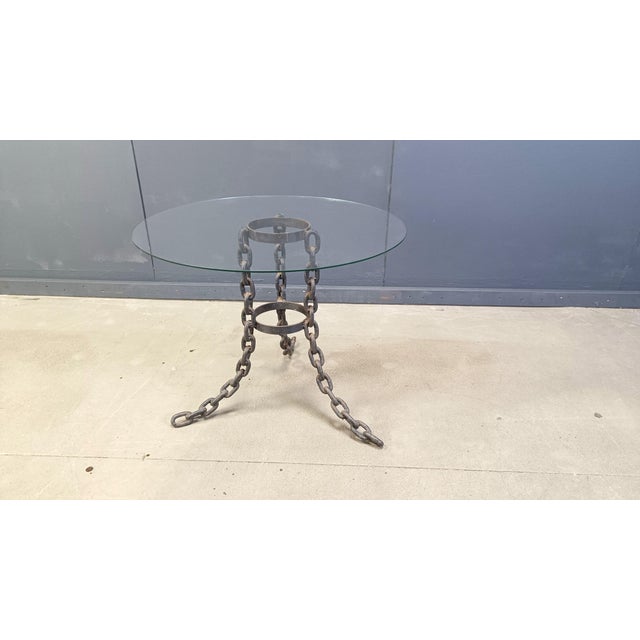 Brown Brutalist Chain Link Coffee Table, 1970s For Sale - Image 8 of 10