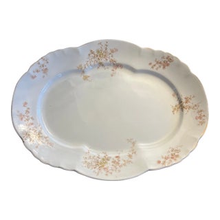 Vintage Floral Ceramic Serving Tray For Sale