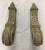 A beautiful pair of carved and green painted brackets with large holes that could be used for a hanging rod or curtain...