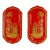 Pair of Red Hand-Painted Iron Chinoiseries Style Trays For Sale