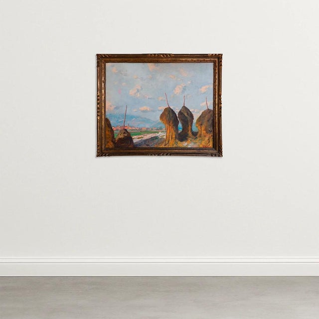 Evoking the warmth of rural life and the brilliance of Mediterranean light, this original oil painting by Ramon Trulls...