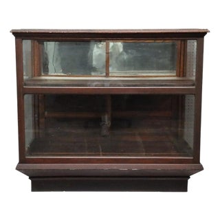 Antique Oak & Glass Country Store Candy Showcase C1910 For Sale