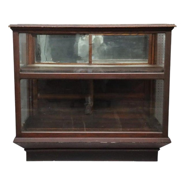 Antique Oak & Glass Country Store Candy Showcase C1910 For Sale