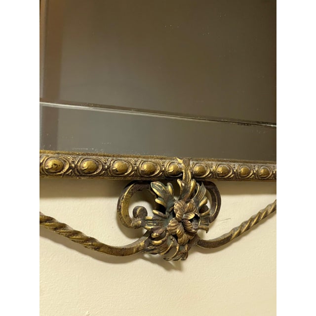 1920s Oscar Bach Gilded Iron Console and Beveled Mirror Set With Black Marble Top, Attributed For Sale - Image 16 of 18