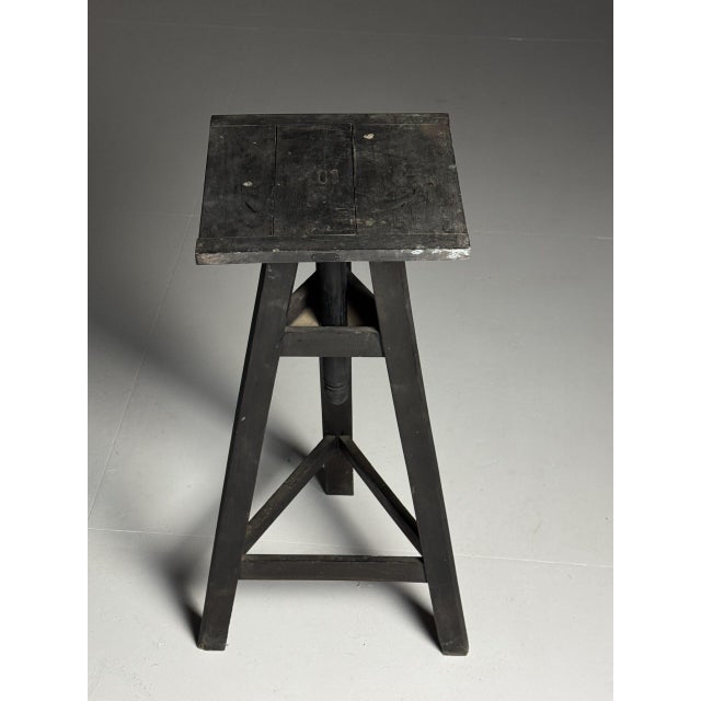 Wood Antique Black Sculpture Stand For Sale - Image 7 of 16
