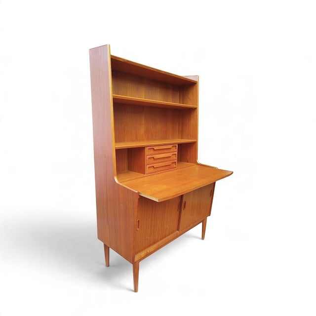 Danish Teak Secretaire with Bookcase from Larsens Møbler, 1960s For Sale - Image 14 of 15