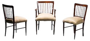 Vintage Wood and Leather Office Chairs, 1950s, Set of 3