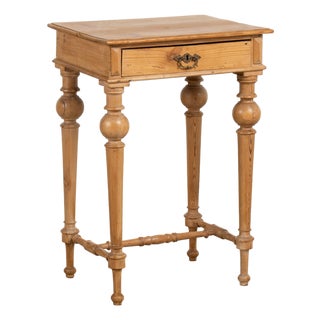 Early 20th Century Small Danish Pine Side Table With Drawer For Sale