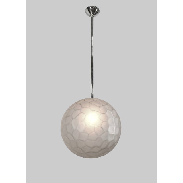 A Very Large French Art Deco Chandelier Pendant Light by Genet Et Michon - 1920s France For Sale - Image 9 of 10