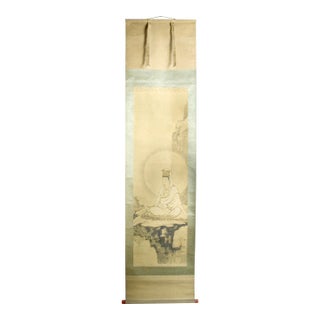 Early 20th Century Japanese Mountain Throne Kannon Scroll For Sale