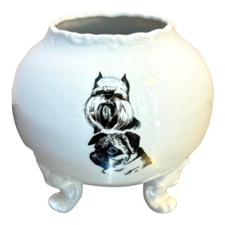 White/Black Ceramic Shih Tzu Footed Planter/Bowl For Sale