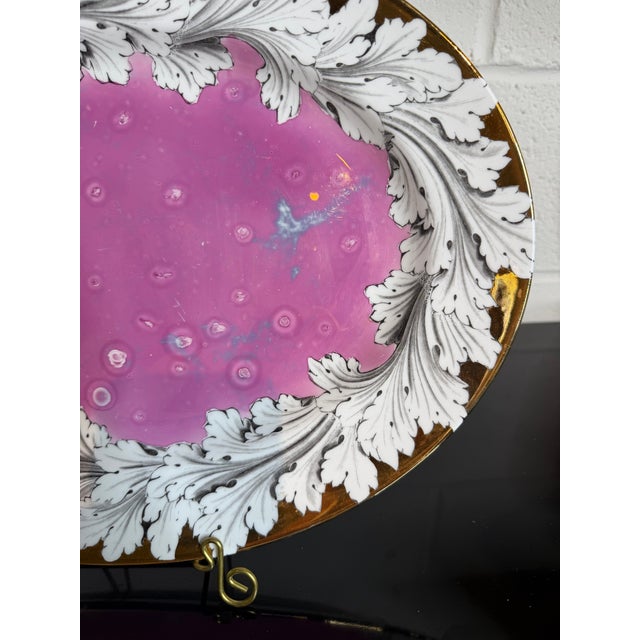 Vintage Fornasetti Style Pink Splash Luster Platter | Chairish