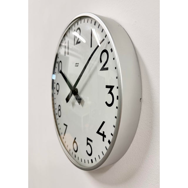 Industrial Vintage Silver Wall Clock from Esmi, 1980s For Sale - Image 3 of 17