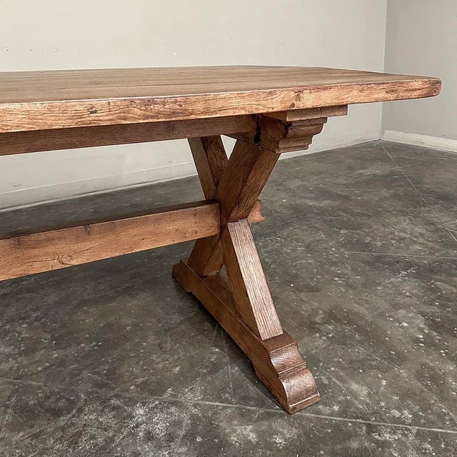 Chestnut Rustic Trestle Dining Table in Solid Oak For Sale - Image 8 of 12