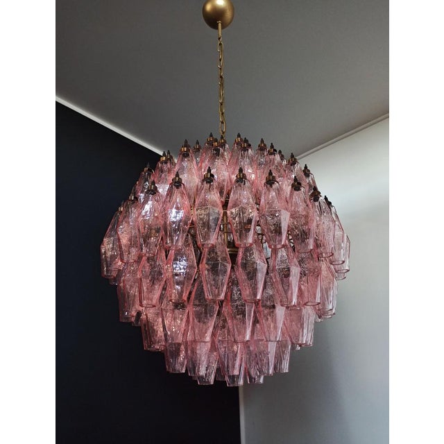 Spherical Murano Glass Candelier with 140 Pink Glasses For Sale - Image 16 of 18