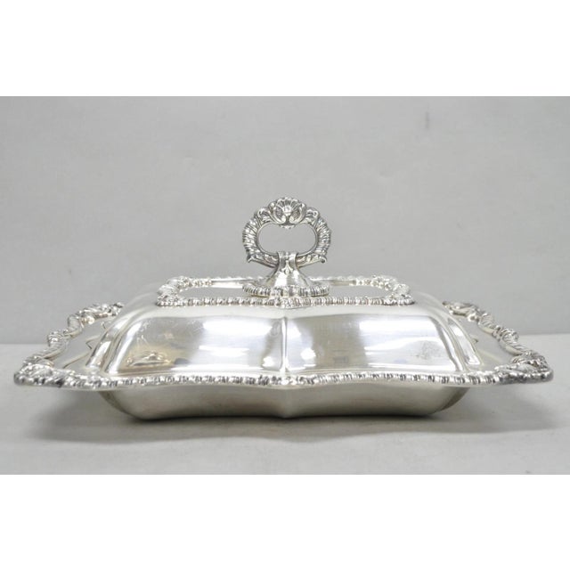 Vintage Canterbury English Regency Style Silver Plated Covered Vegetable Serving Dish. Circa Mid 20th Century....