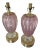 Vintage 1950s Venetian Glass Murano Ballerina Lamps in Pink With Brass Accents - a Pair For Sale