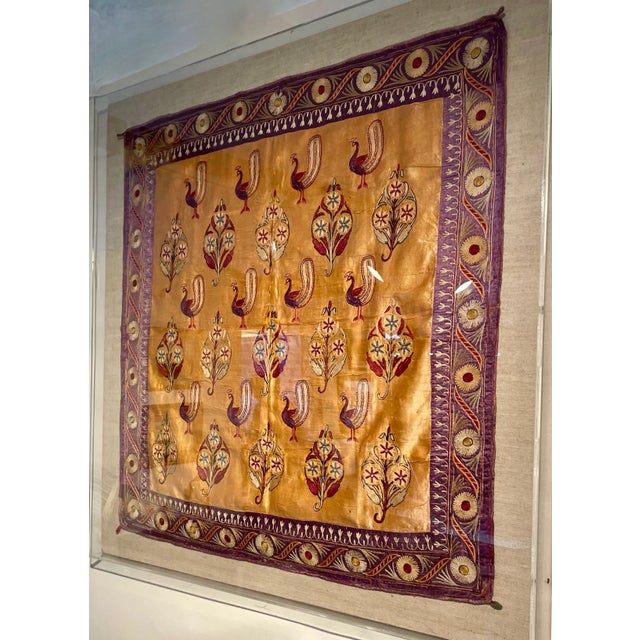 A beautifull19th-century silk embroidery from India, showcasing intricate craftsmanship and cultural elegance. Elegantly...