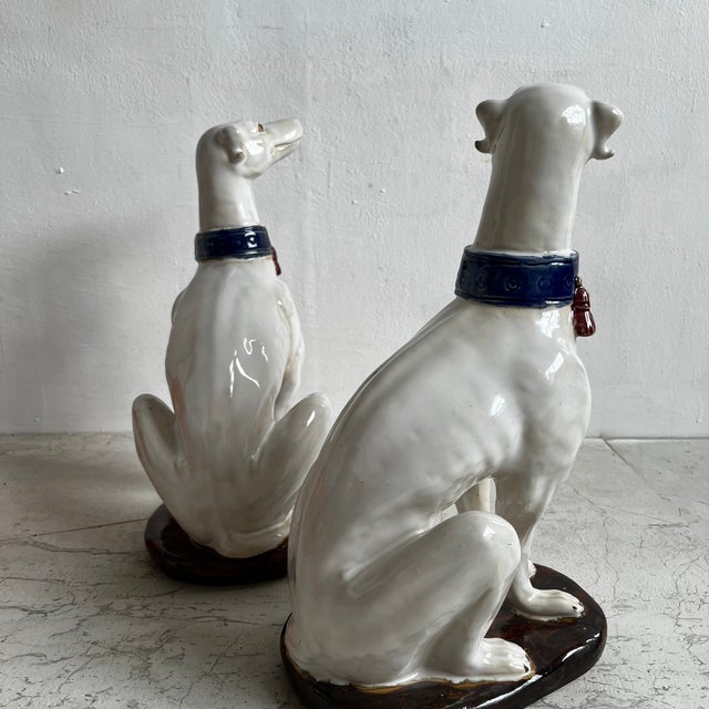Ceramic Large Italian Ceramic Greyhounds, 1950s, Set of 2 For Sale - Image 7 of 13