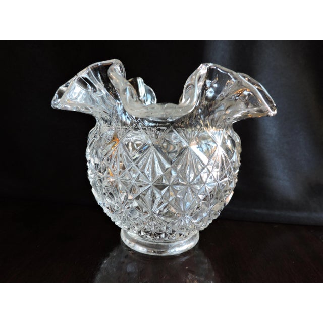 Vintage 1950's Fenton Art Glass Co. Cut Block Crimped Small Vase For Sale - Image 9 of 10