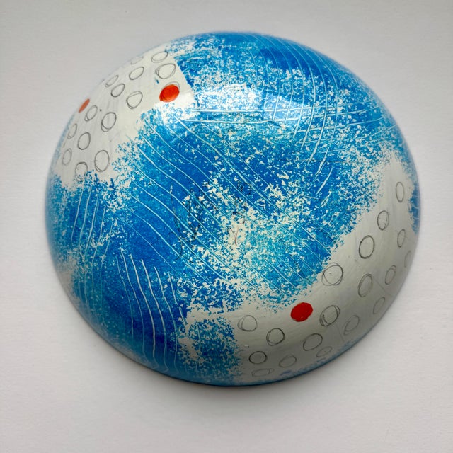 Blue Wood Bowl For Sale - Image 11 of 12