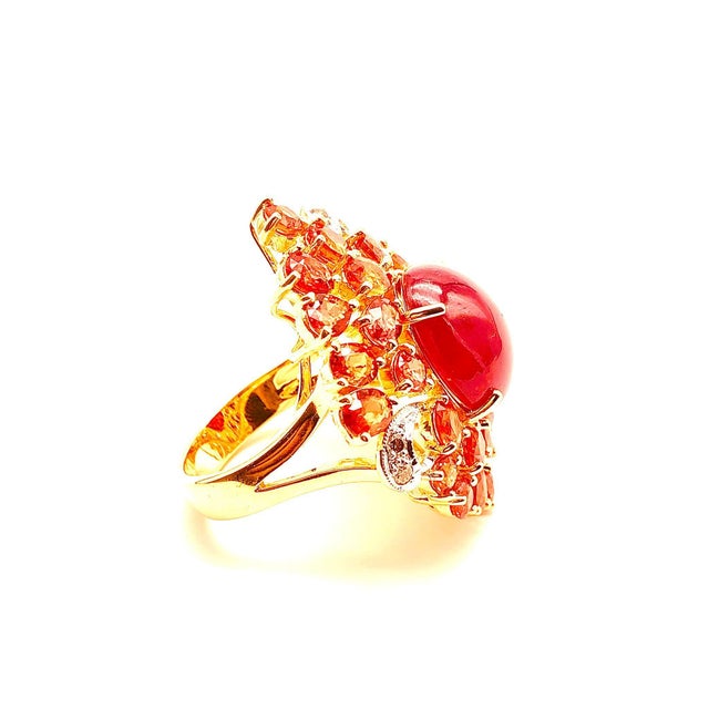 Bochic "Orient" Natural Ruby, Diamond & Sapphire Ring Set 18K Gold & Silver For Sale - Image 4 of 18