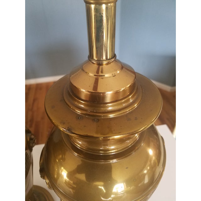 Brass Vintage Brass Lamps With Rams Head Motif - a Pair For Sale - Image 8 of 13