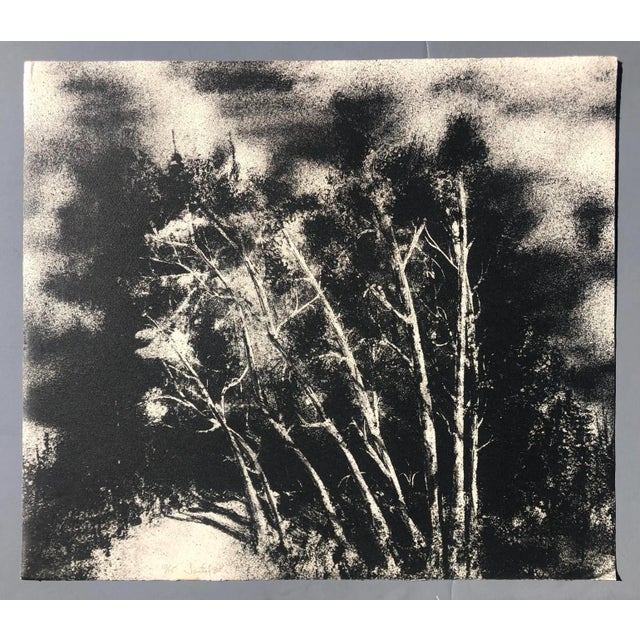 1980 black and white landscape lithograph. Pencil signed "Jantal," dated and numbered 10 of 15 lower left. This will be...