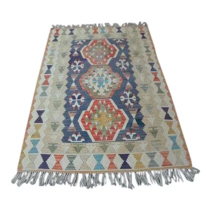 1960's Vintage Bohemian Kilim- 3′6″ × 5′8″ For Sale