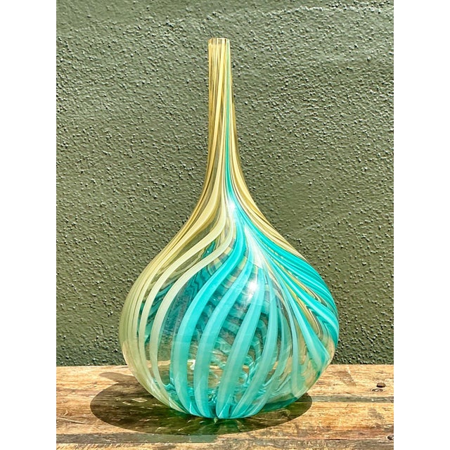 Murano Vintage Glass Swirl Vase After Murano For Sale - Image 4 of 12