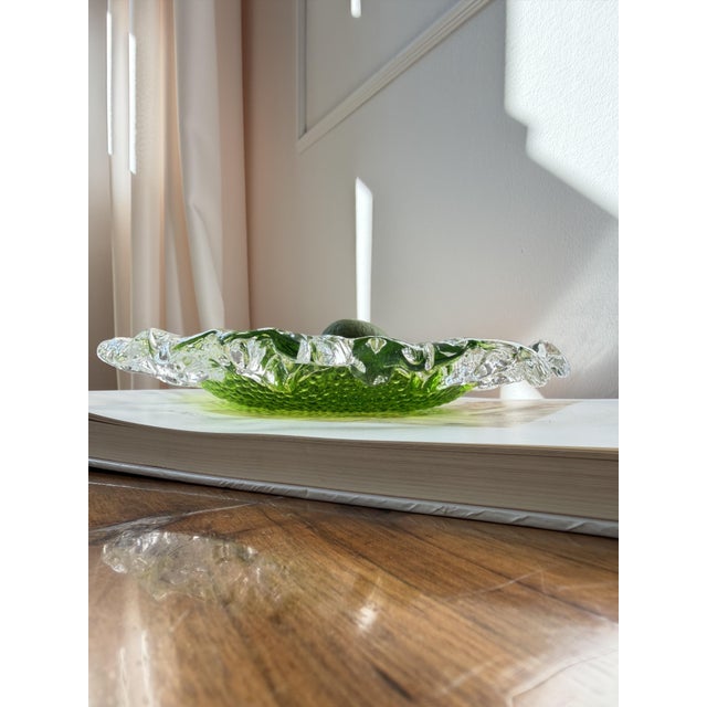 Lime Vintage Art Glass Bowl by Pertti Santalahti for Humppila, Finland, 1970s For Sale - Image 8 of 18