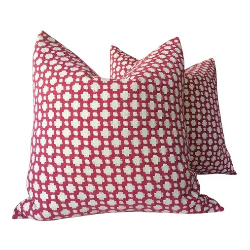 Schumacher “Betwixt” Magenta Pillows - a Pair For Sale