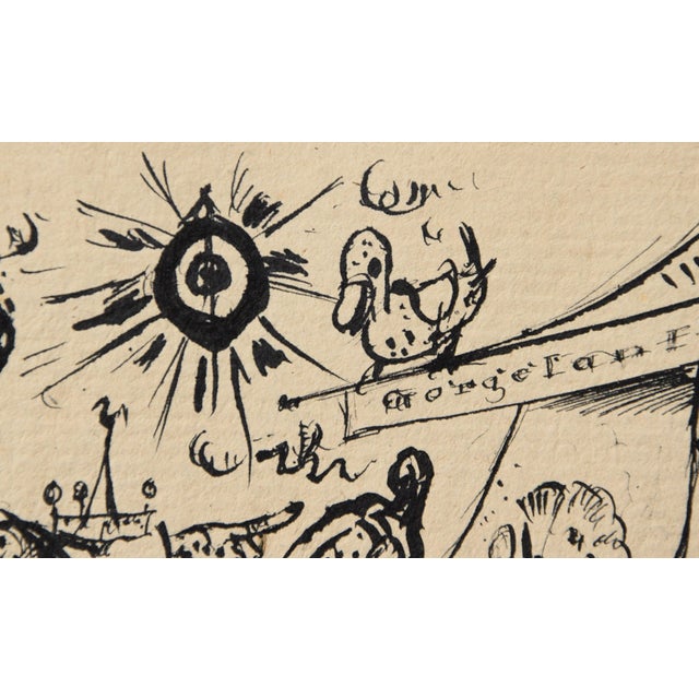 Walter Becker, Ink Drawing Menagerie, 1920, Ink and Handmade Paper For Sale - Image 6 of 13