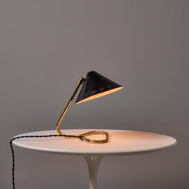 1950s 1950s Erik Warna 'Gk14' Black and Brass Perforated Shade Table Lamp For Sale - Image 5 of 18