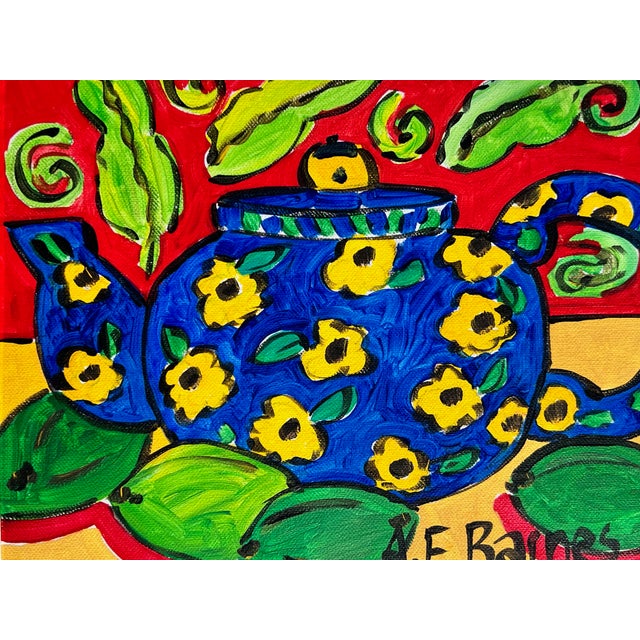 Blue Original a.e. Barnes Still Life, Signed & Framed For Sale - Image 8 of 8