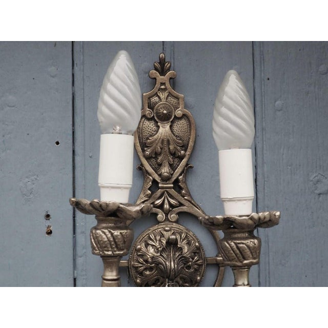 1970s Italian Hollywood Regency Crystal Sconces in Silvered Metal, 1960s, Set of 2 For Sale - Image 5 of 18