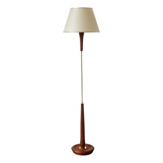 Vintage Teak and Brass Floor Lamp, 1960s For Sale