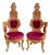 1970s Italian Artisan Baroque Gold Red Velvet Chairs-Pair For Sale